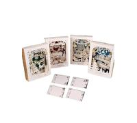 Christmas Card Set, 4 Designs, Decorative Boxes, set of 4, Season's Greeting 3D Christmas cards