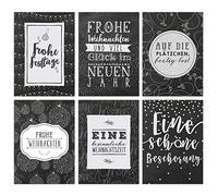 Christmas Card Set Black/White panel - 12 Lovingly Designed Postcards Christmas Greeting Cards in German Christmas Postcard Set - from Papierdrachen Schwarz-weiß Tafel