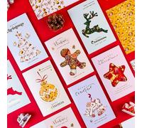 Christmas Card Set with Envelopes & Stickers - Assorted Warm Designs (Reindeer, Santa, Tree) for Sending Holiday Greetings, Seasonal Greeting Cards (Reindeer)