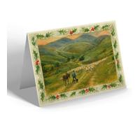 CHRISTMAS CARD - Sheep in the Highlands - Vintage Art Style