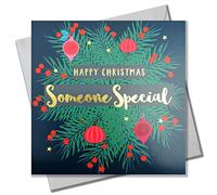 Christmas Card, Someone Special, Fir Wreath, text foiled in shiny gold