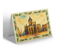 CHRISTMAS CARD - St Giles Cathedral, Edinburgh - Vintage Art Style