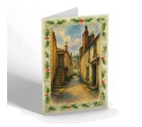 CHRISTMAS CARD - St Peter's Hill, Newlyn West - Vintage Art Style
