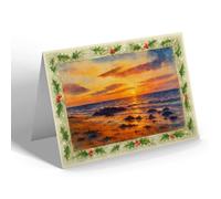 CHRISTMAS CARD - Sunset at Scapa, Orkney - Vintage Art Style