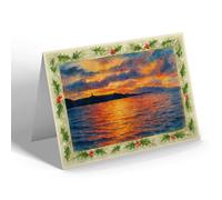 CHRISTMAS CARD - Sunset Over Mull, from Oban - Vintage Art Style