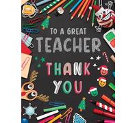 Christmas Card, Thank You Teacher - 8 x 6 inches - Piccadilly Greetings