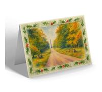 CHRISTMAS CARD - The Avenue & Obelisk, Castle Howard - Vintage Art Style