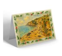 CHRISTMAS CARD - The Beach from the Shelter, Beer - Vintage Art Style