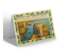 CHRISTMAS CARD - The Birds on Stack Rock, Bosherston - Vintage Art Style