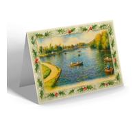 CHRISTMAS CARD - The Boating Lake, Cleethorpes - Vintage Art Style