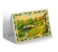 CHRISTMAS CARD - The Bridge, Kensington Gardens, Lowestoft - Vintage Art Style