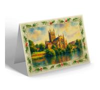 CHRISTMAS CARD - The Cathedral, Worcester - Vintage Art Style