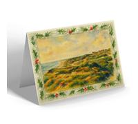 CHRISTMAS CARD - The Cliffs & Beach, Milford-on-Sea - Vintage Art Style