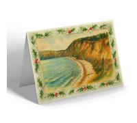 CHRISTMAS CARD - The Cliffs from Jacob's Ladder, Sidmouth - Vintage Art Style