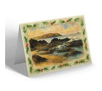 CHRISTMAS CARD - The Coast Looking West, Polzeath - Vintage Art Style