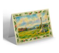 CHRISTMAS CARD - The Common & War Memorial, Dunsfold - Vintage Art Style