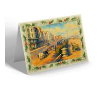 CHRISTMAS CARD - The Donkeys & Marine Walk, Worthing - Vintage Art Style