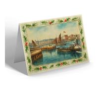 CHRISTMAS CARD - The Harbour, Lowestoft (a) - Vintage Art Style