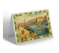 CHRISTMAS CARD - The Harbour, North Berwick (a) - Vintage Art Style