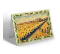 CHRISTMAS CARD - The Pier & Sands, Lowestoft (a) - Vintage Art Style