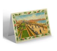 CHRISTMAS CARD - The Promenade & Sands, Morecambe - Vintage Art Style