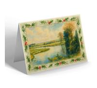 CHRISTMAS CARD - The River Test, Stockbridge (a) - Vintage Art Style