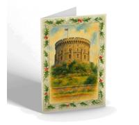 CHRISTMAS CARD - The Round Tower, Windsor Castle - Vintage Art Style