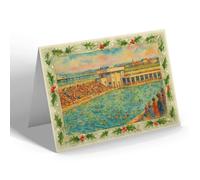 CHRISTMAS CARD - The Swimming Pool, Morecambe - Vintage Art Style