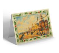 CHRISTMAS CARD - The Tower & Promenade, Morecambe - Vintage Art Style