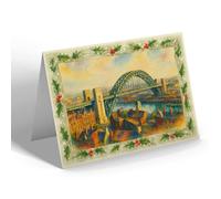 CHRISTMAS CARD - The Tyne Bridge, Newcastle-on-Tyne - Vintage Art Style