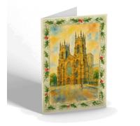 CHRISTMAS CARD - The Western Front, York Minster (a) - Vintage Art Style