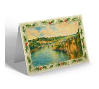 CHRISTMAS CARD - The Wye Valley. Chepstow - Vintage Art Style