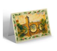 CHRISTMAS CARD - The Wye Valley. Monnow Bridge Monument - Vintage Art Style