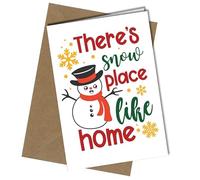 CHRISTMAS CARD - THERE'S NO PLACE LIKE HOME - CARTOON SNOWMAN - A5 XMAS CARD | Envelope Included | Blank Inside | Unique Design | Personalised Free of Charge