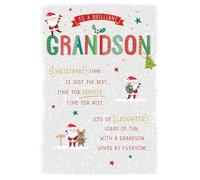 Christmas Card, To a Brilliant Grandson - 9 x 6 inches - Piccadilly Greetings