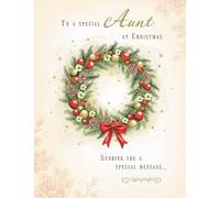 Christmas Card To a Special Aunt wreath- 8 x 6 inches, Piccadilly Greetings