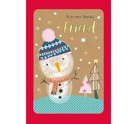 Christmas Card To a Special Friend Naïve snowman - 9 x 6 inches - Piccadilly Greetings