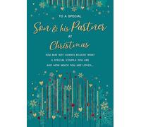 Christmas Card To a Special Son & Partner Teal lines - 9 x 6 inches - Regal Publishing