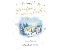 Christmas Card, To a Wonderful Grandson & Partner - 9 x 6 inches - Regal Publishing