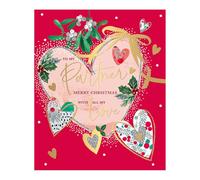 Christmas Card, To My Partner, Merry Christmas, With All My Love, Large, Red & Gold Foil Finish, Made in the UK