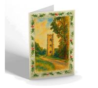 CHRISTMAS CARD - Tower from West, Fountains Abbey - Vintage Art Style