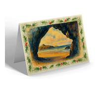 CHRISTMAS CARD - View from Great Western Cave, Newquay - Vintage Art Style