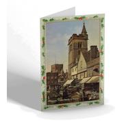 CHRISTMAS CARD - Vintage Hertfordshire - St. Albans. Clock Tower & Market (b)
