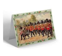 CHRISTMAS CARD - Vintage Military - The Irish Guards with their Regimental Pet