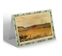CHRISTMAS CARD Vintage Wiltshire - White Horse & Monument Cherhill Chippenham b