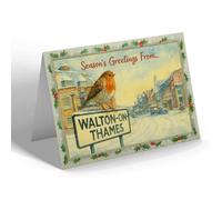 CHRISTMAS CARD - Walton-On-Thames - High Street - Vintage Design b