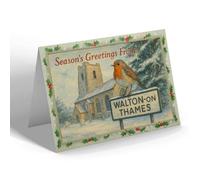 CHRISTMAS CARD - Walton-On-Thames - St. Mary's Church - Vintage Design