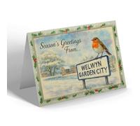 CHRISTMAS CARD - Welwyn Garden City - Lea Valley Swimming Pool -Vintage Design b