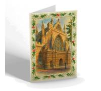 CHRISTMAS CARD - West Front, Exeter Cathedral (a) - Vintage Art Style