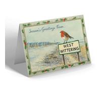 CHRISTMAS CARD - West Wittering - Beach Looking East - Vintage Design